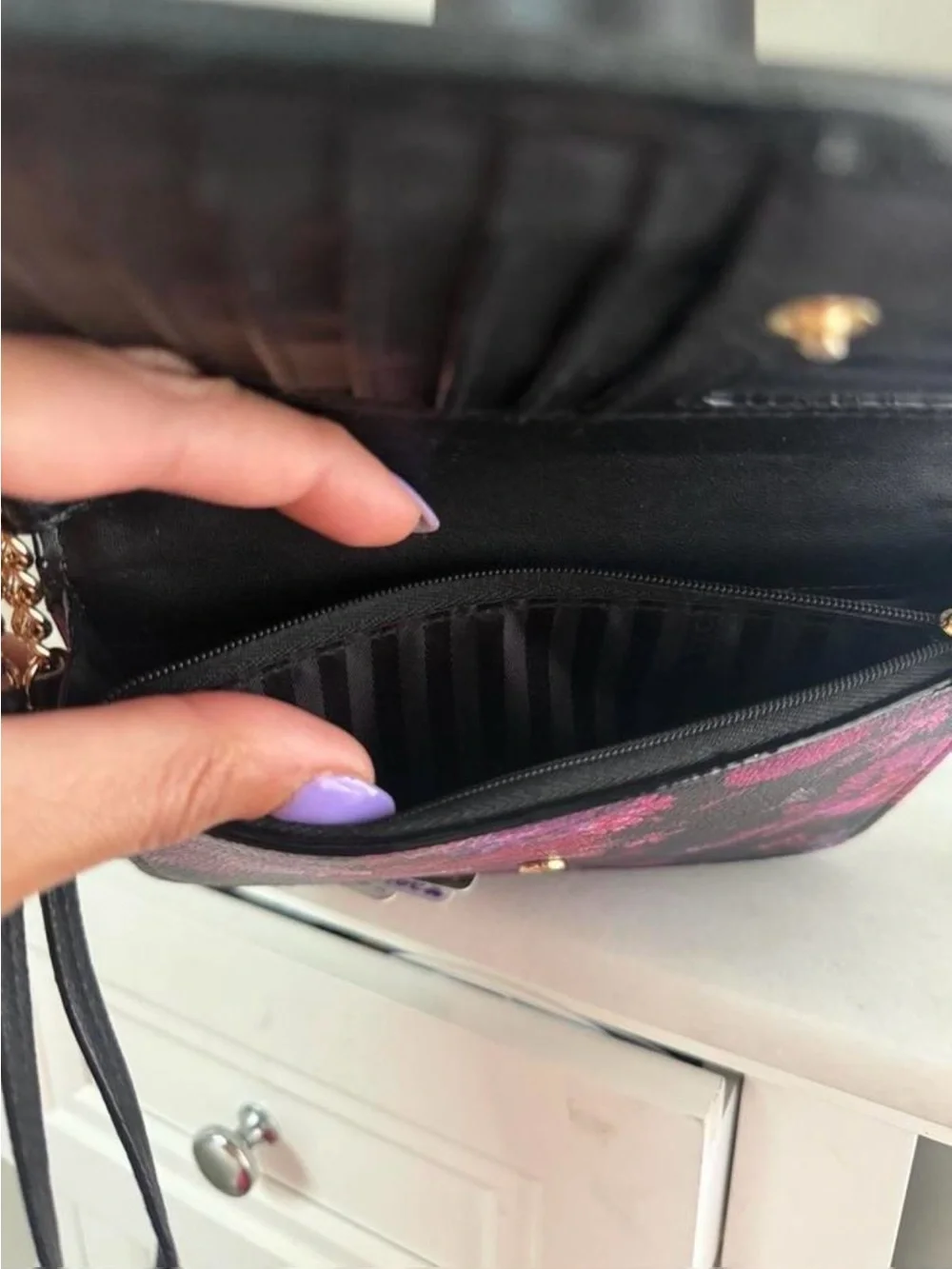 Victoria's Secret Floral Foldover Wallet - Pink/Black